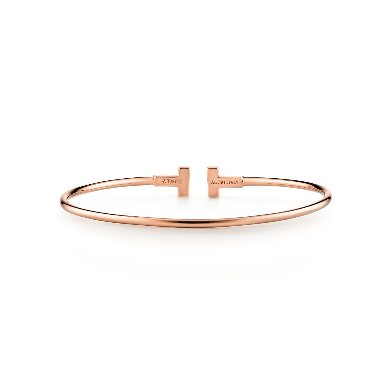T Narrow Wire Bracelet in 18k Rose Gold