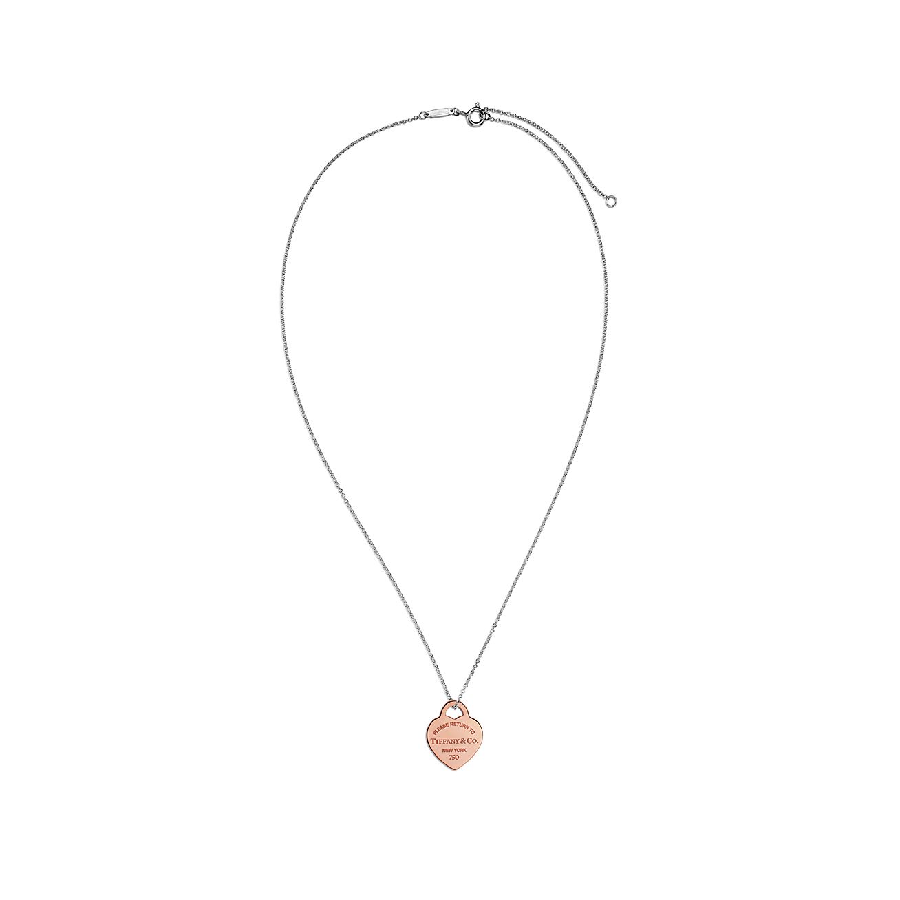 Return to 庐 Heart Tag Pendant in Sterling Silver and Rose Gold, Small