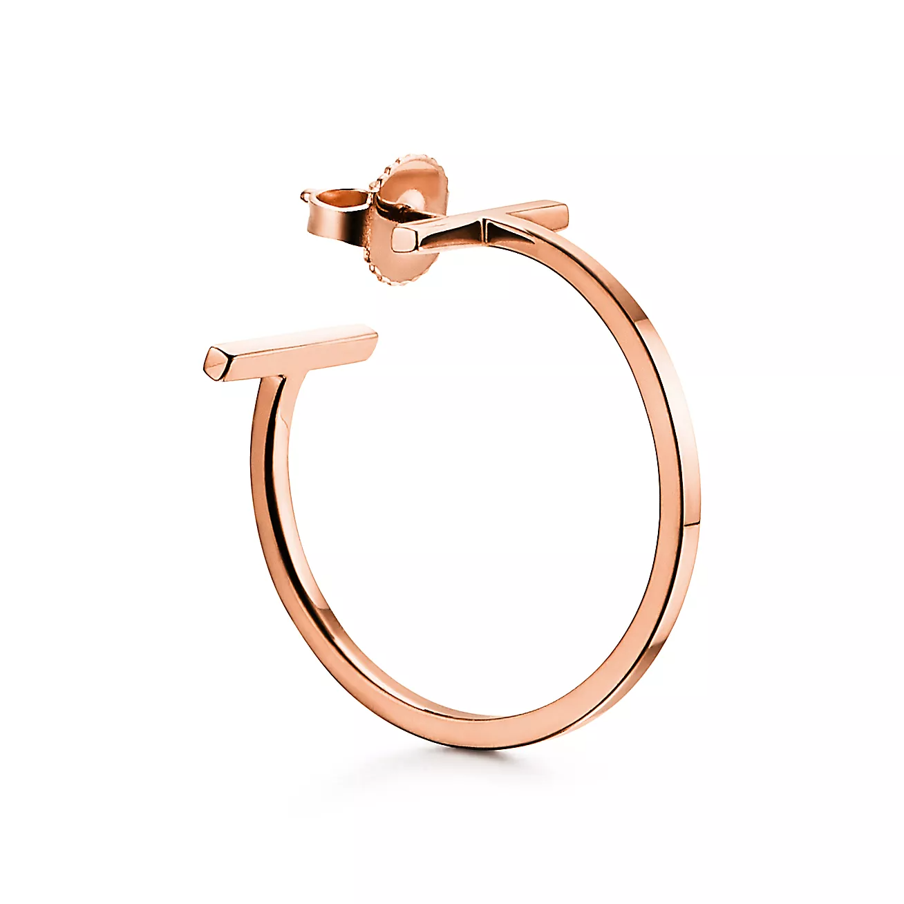 T Hoop Earrings in 18k Rose Gold