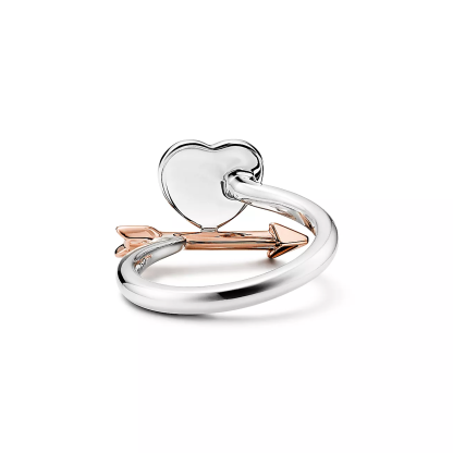 Return to 庐 Lovestruck Heart Tag Ring in Silver and Rose Gold