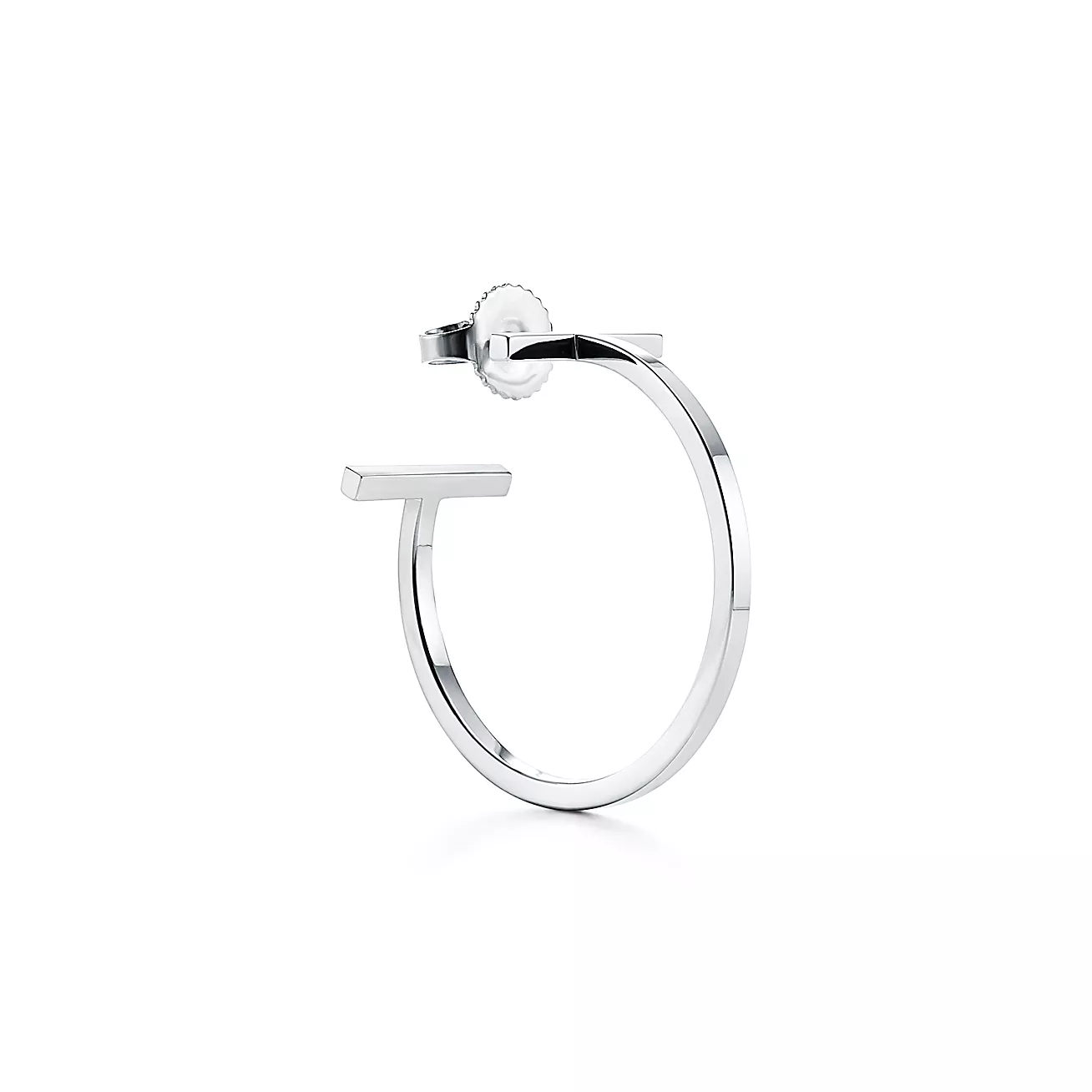 T Hoop Earrings in 18k White Gold