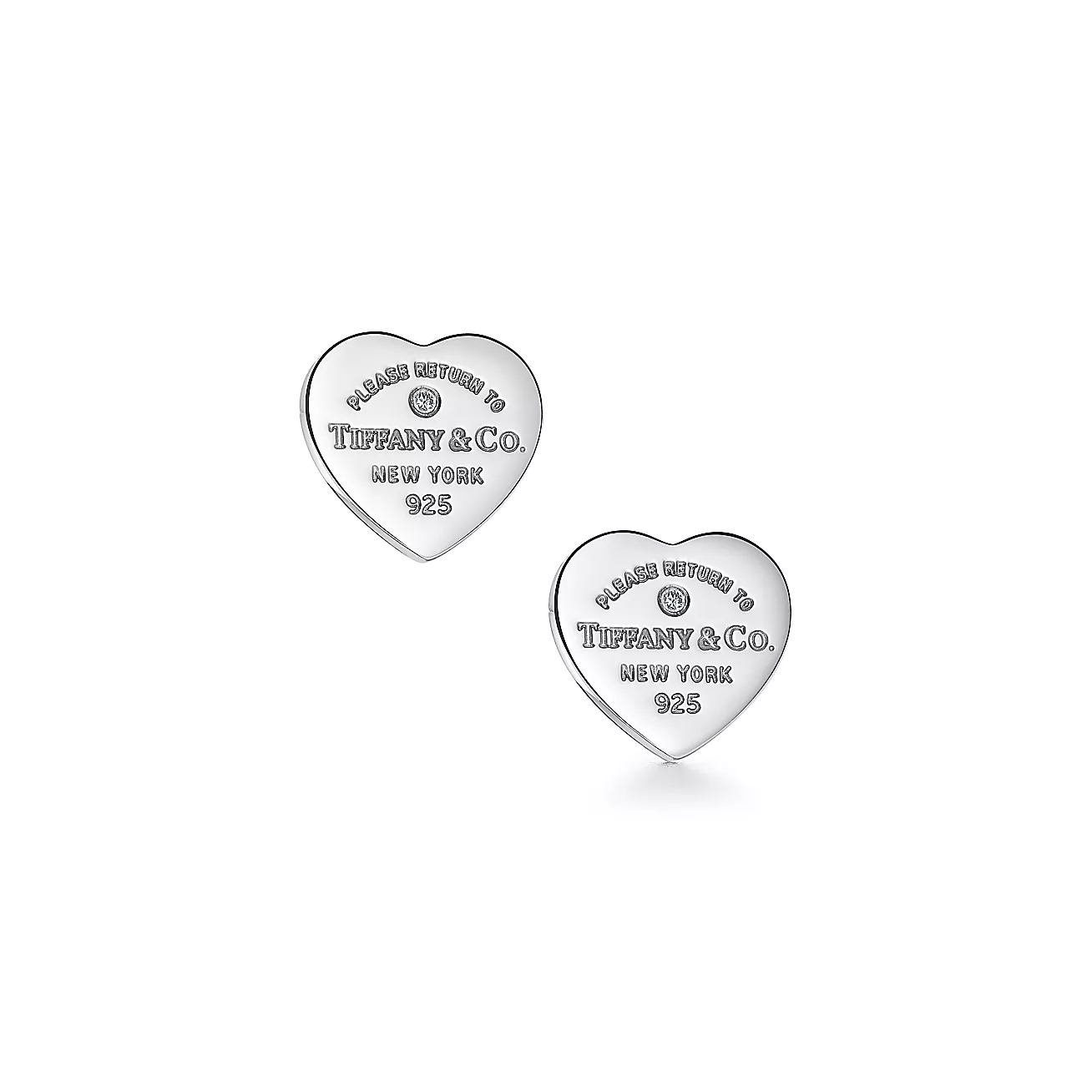 Return to 庐 Heart Tag Earrings in Sterling Silver with a Diamond, Mini