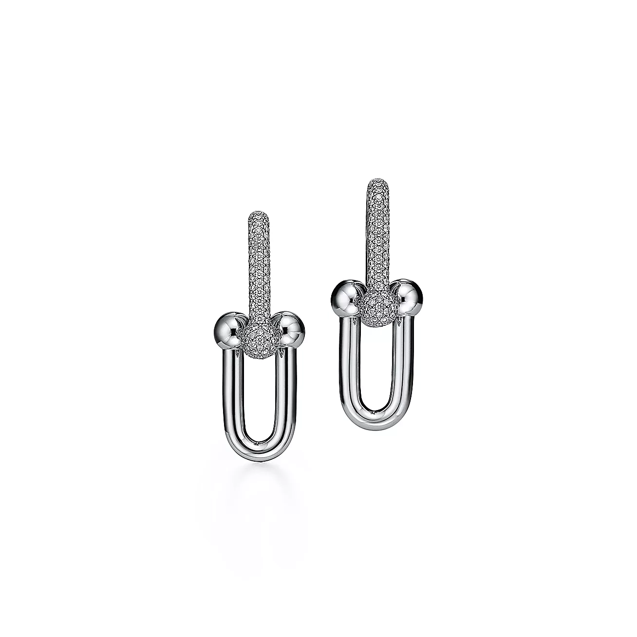 HardWear Link Earrings in White Gold with Pave Diamonds