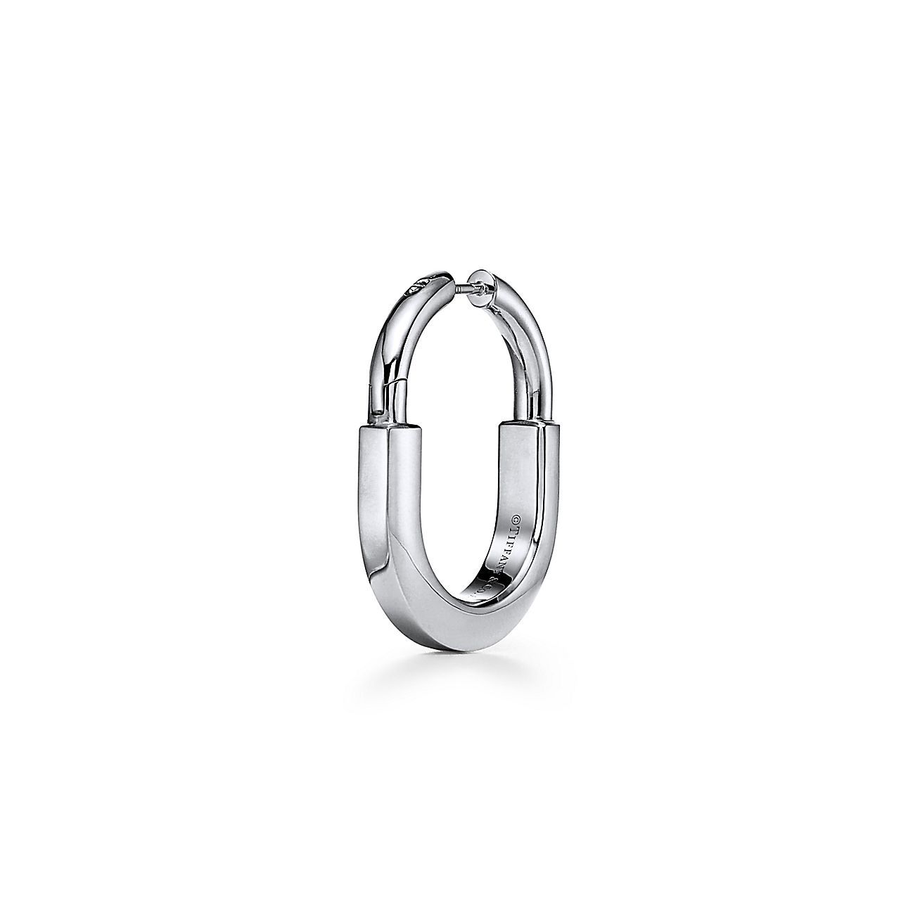 Lock Earrings in White Gold with Diamonds, Medium