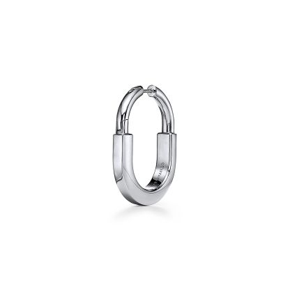 Lock Earrings in White Gold with Diamonds, Medium