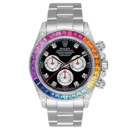 Pre Owned Steel Daytona 116509 Custom Diamond Rainbow