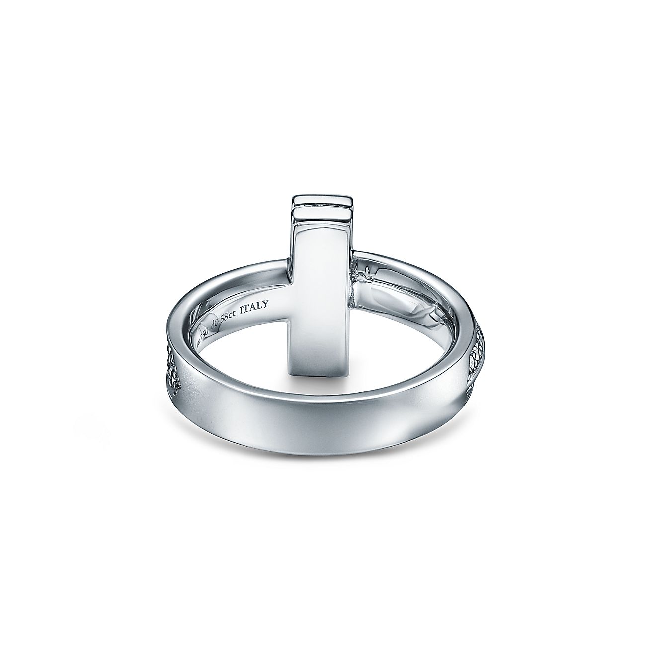 T T1 Ring in White Gold with Diamonds, 4.5 mm Wide