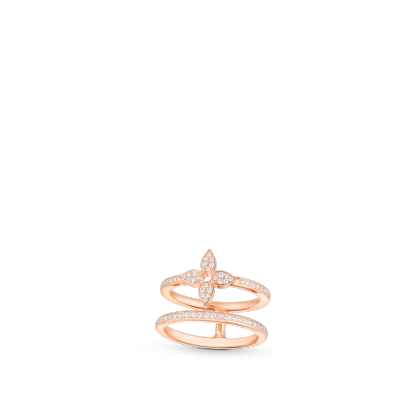 Idylle Blossom Two-Row Ring, Pink Gold And Diamonds