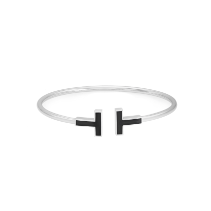 & Co. T Black Onyx Wire Bracelet 18K White Gold