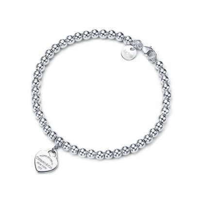 Return to 庐 Heart Tag Bead Bracelet in Silver