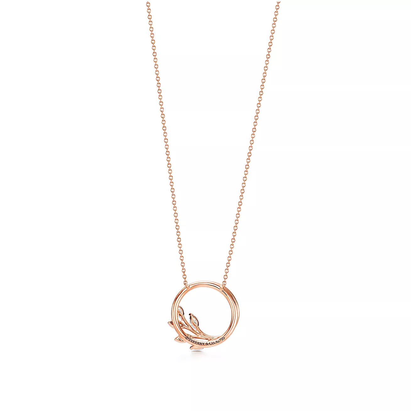 Victoria庐 Diamond Vine Circle Pendant in 18k Rose Gold