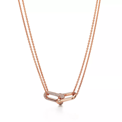 HardWear Double Link Pendant in 18k Rose Gold with Pave Diamonds