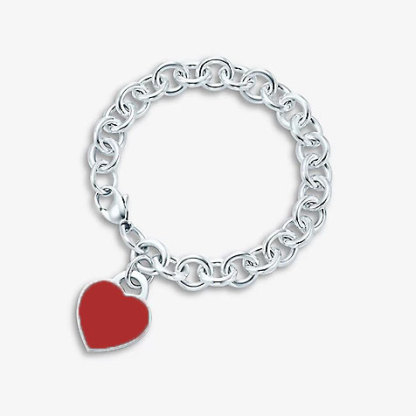 Return to 庐 Heart Tag Red Enamel Bracelet in Sterling Silver