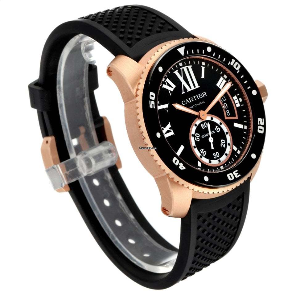 Cartier Calibre Rose Gold Black Dial Automatic Mens Watch
