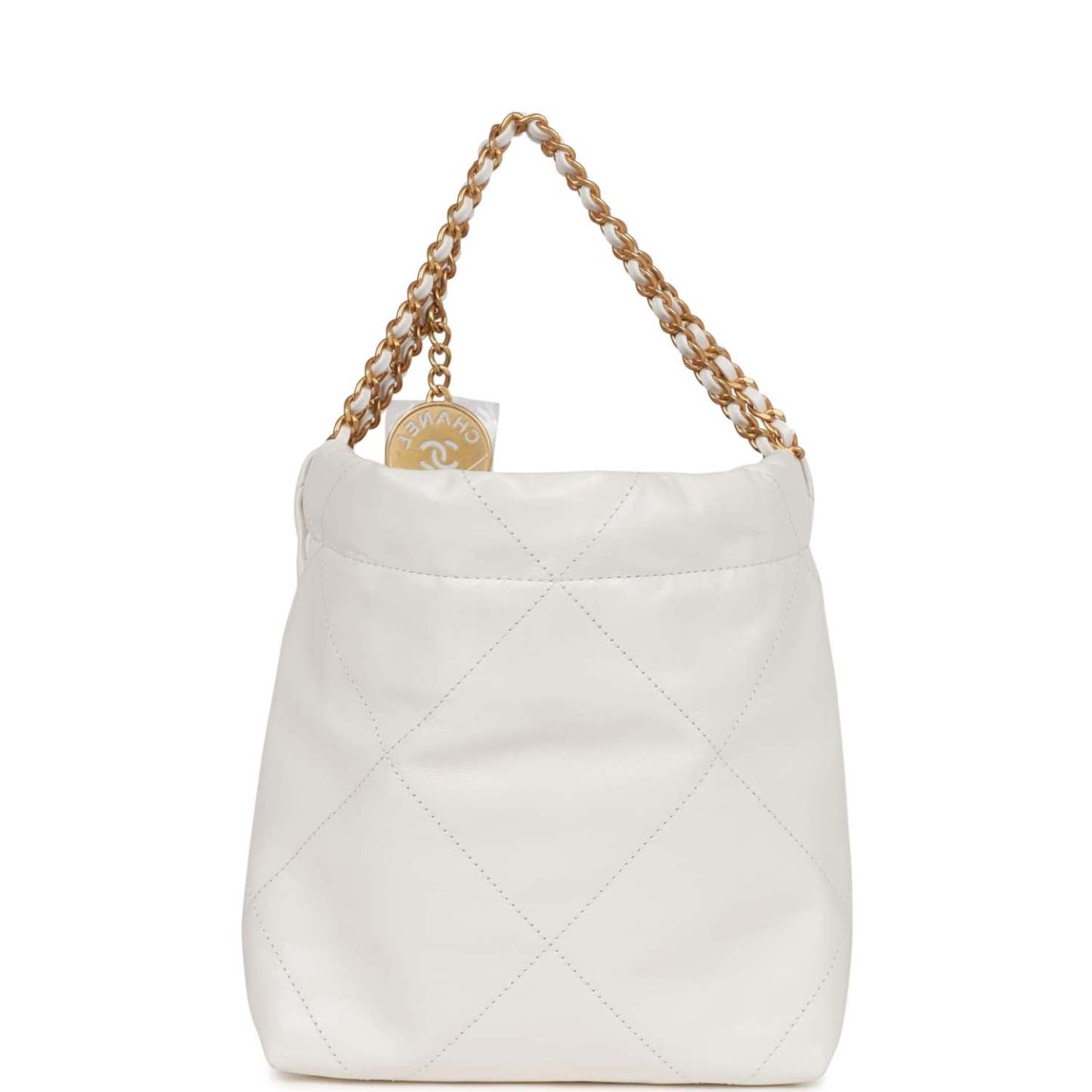 Mini 22 Bag White Calfskin Gold Hardware