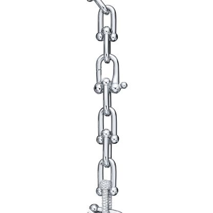 HardWear Large Link Bracelet in White Gold with Diamonds