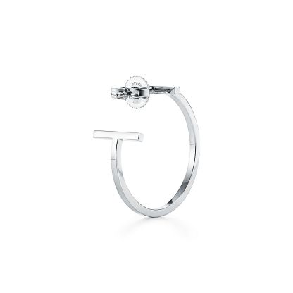 T Hoop Earrings in 18k White Gold