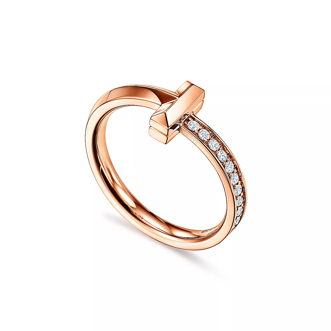 T T1 Ring in Rose Gold with Diamonds, 2.5 mm