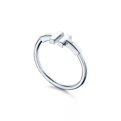 T Wire Ring in 18k White Gold