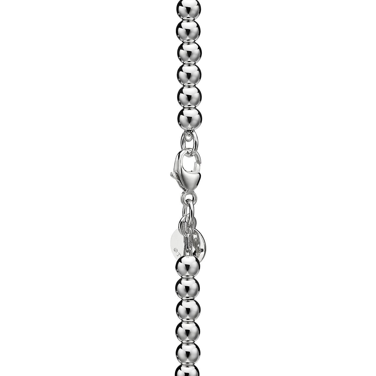 Return to 庐 Heart Tag Bead Bracelet in Silver with a Diamond, 4 mm