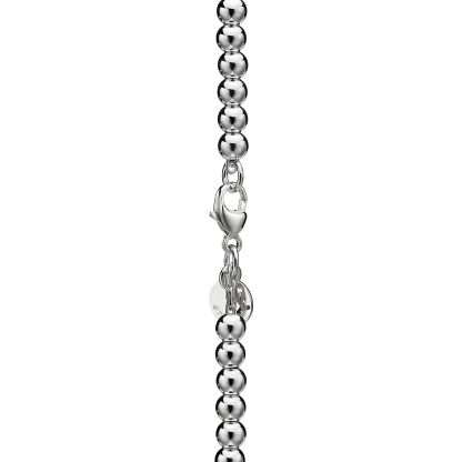 Return to 庐 Heart Tag Bead Bracelet in Silver with a Diamond, 4 mm