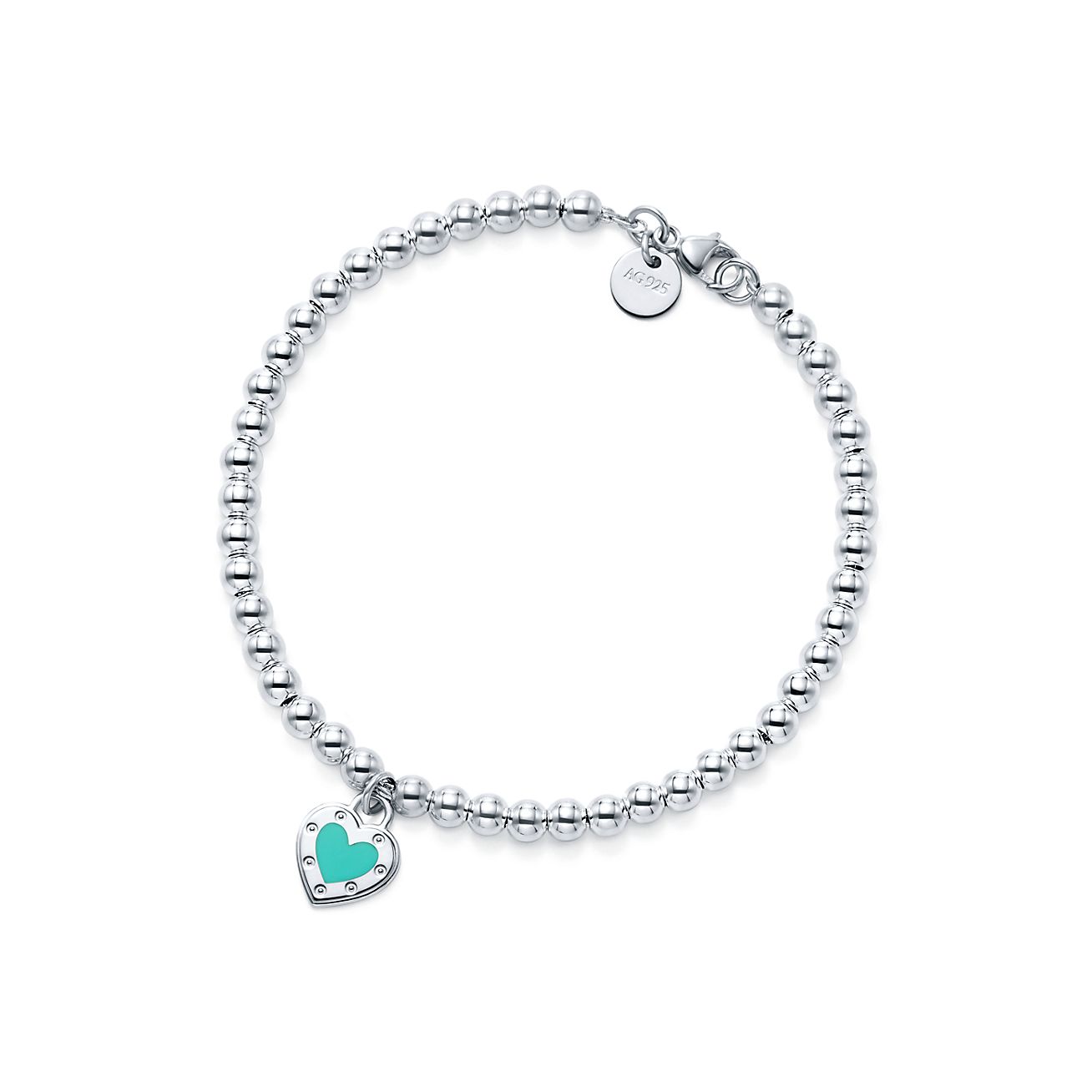Return to TM Love  BlueTM Heart Tag Bead Bracelet in Silver