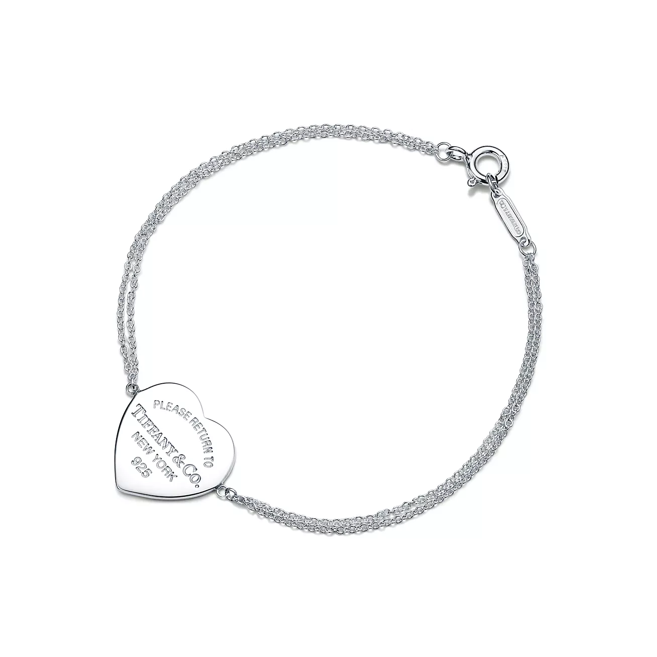 Return to 庐 Heart Tag Double Chain Bracelet in Silver, Small