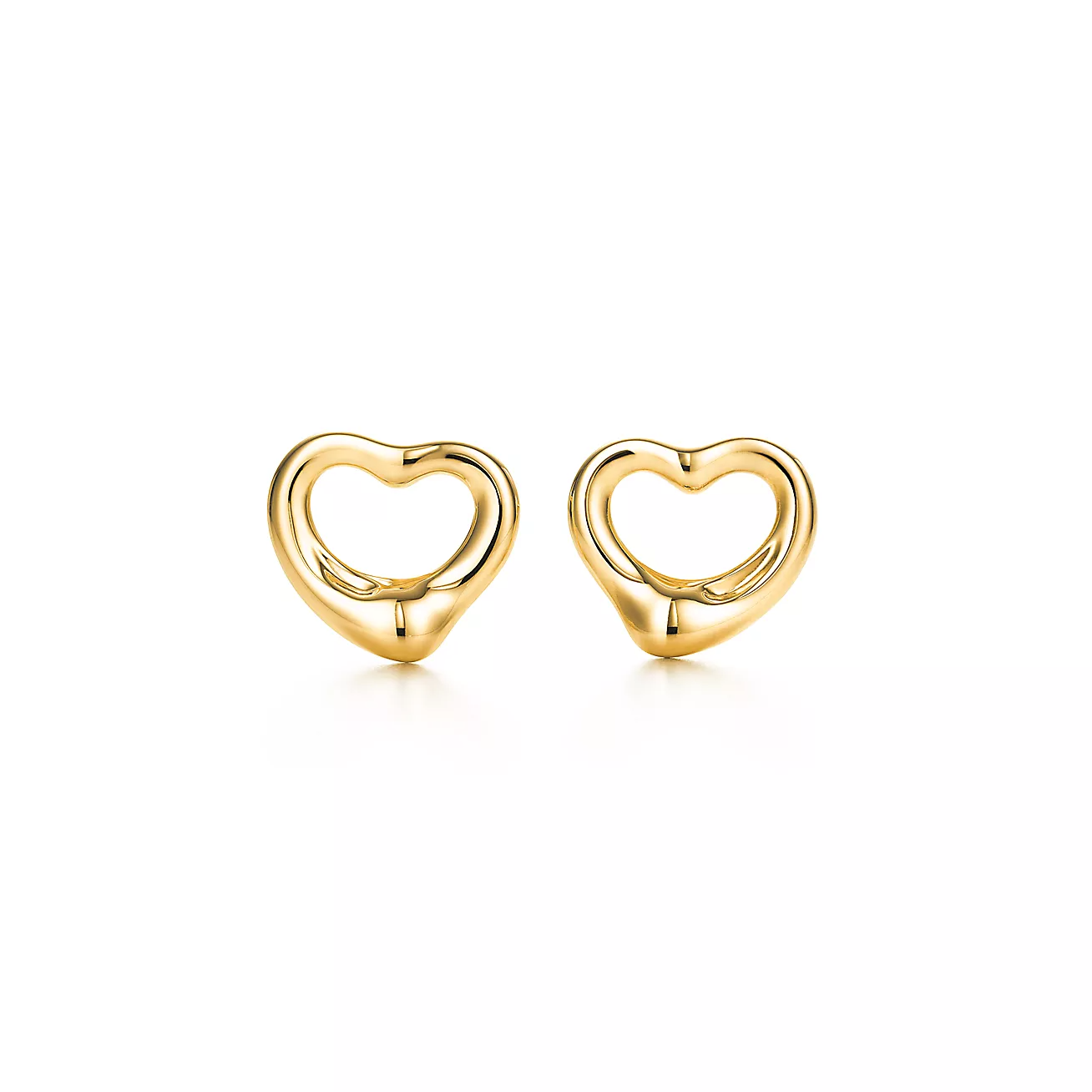 Elsa Peretti庐 Open Heart Stud Earrings in Yellow Gold, 11 mm