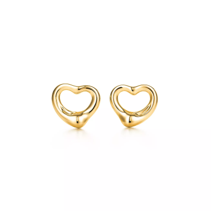 Elsa Peretti庐 Open Heart Stud Earrings in Yellow Gold, 11 mm