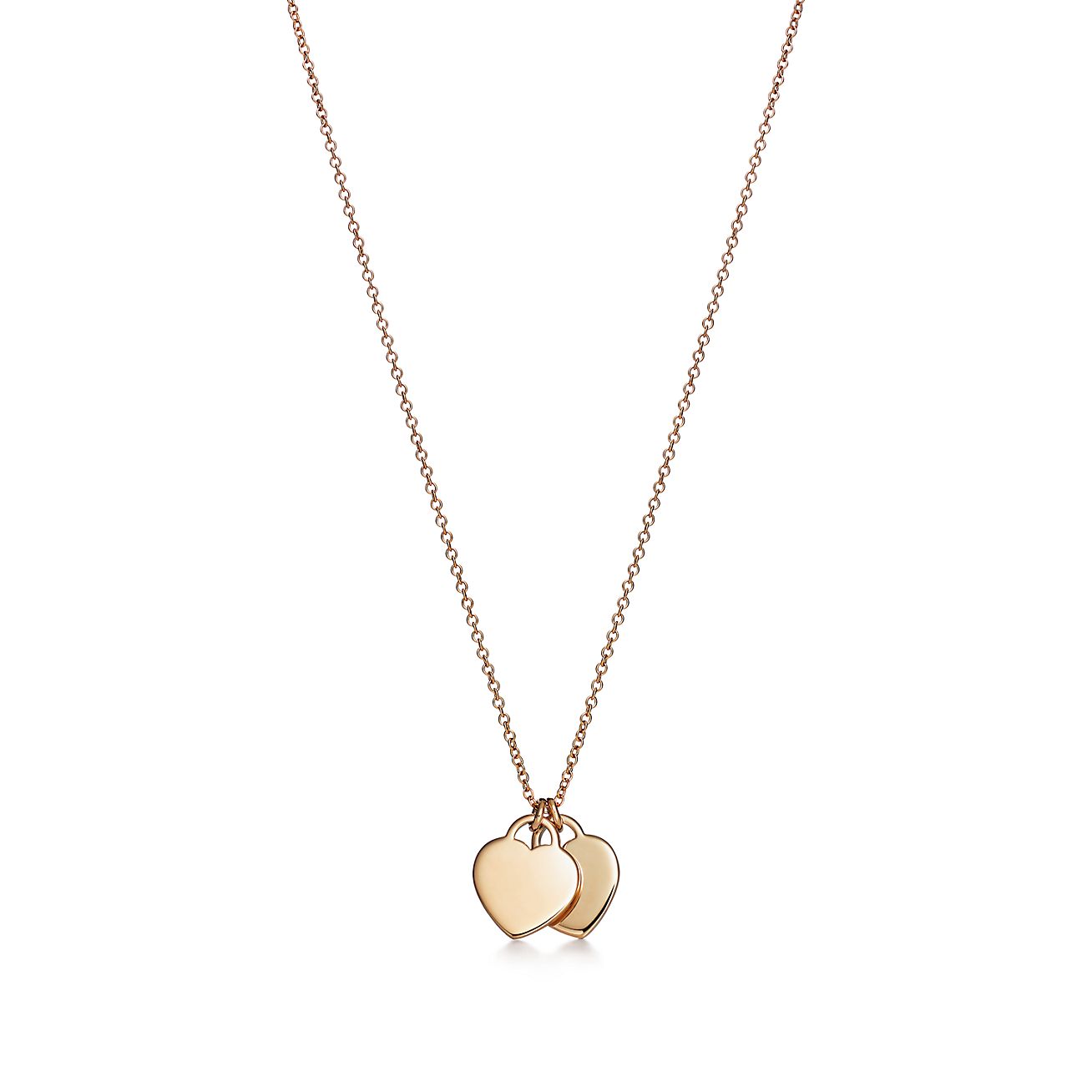Return to 庐 Double Heart Tag Pendant in Yellow Gold, Mini
