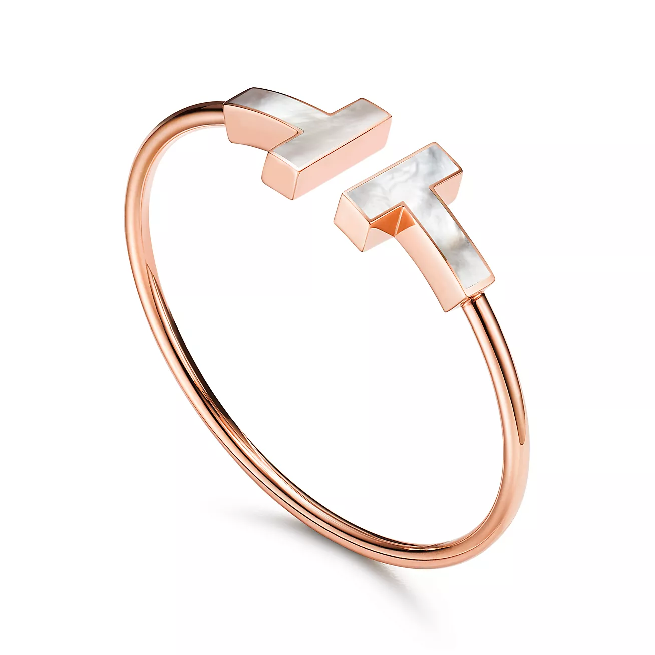 T Wire Bracelet in Rose Gold with Mother-of-pearl, Wide