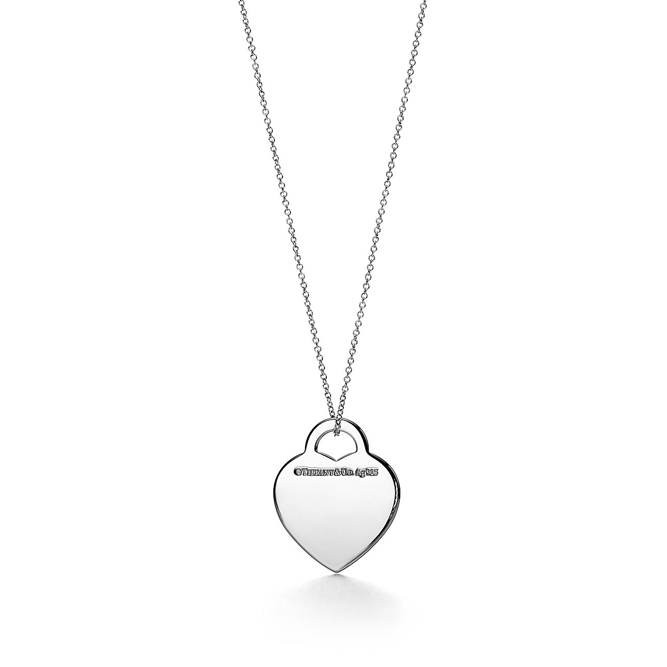 Return to 庐 Heart Tag Pendant in Sterling Silver with a Diamond, Medium