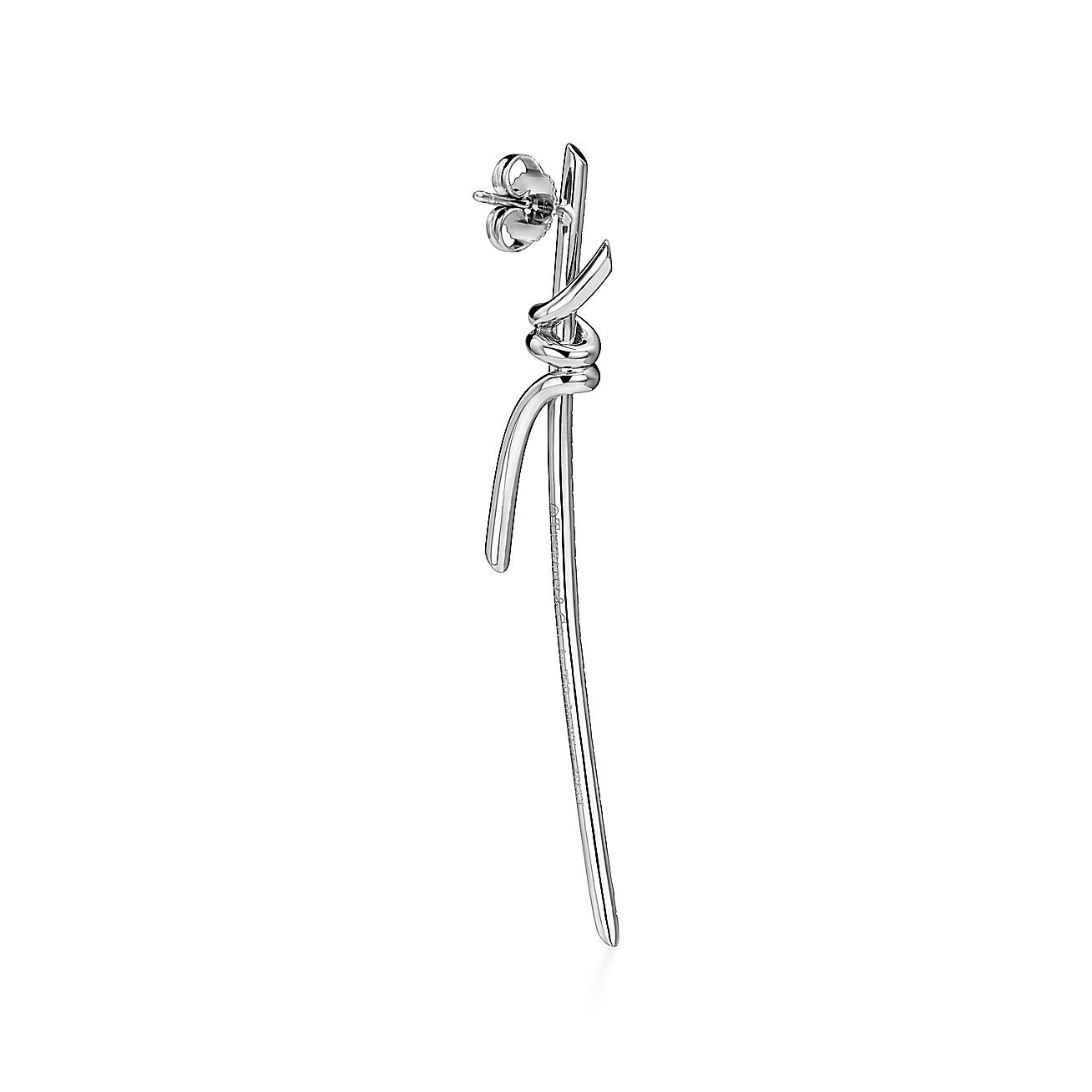 Knot Drop Earrings in White Gold with Diamonds