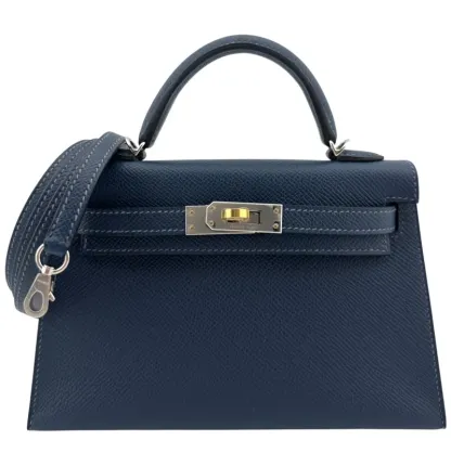 Herthemes Bleu de Prusse Epsom Mini Kelly 20 II Electrum Hardware