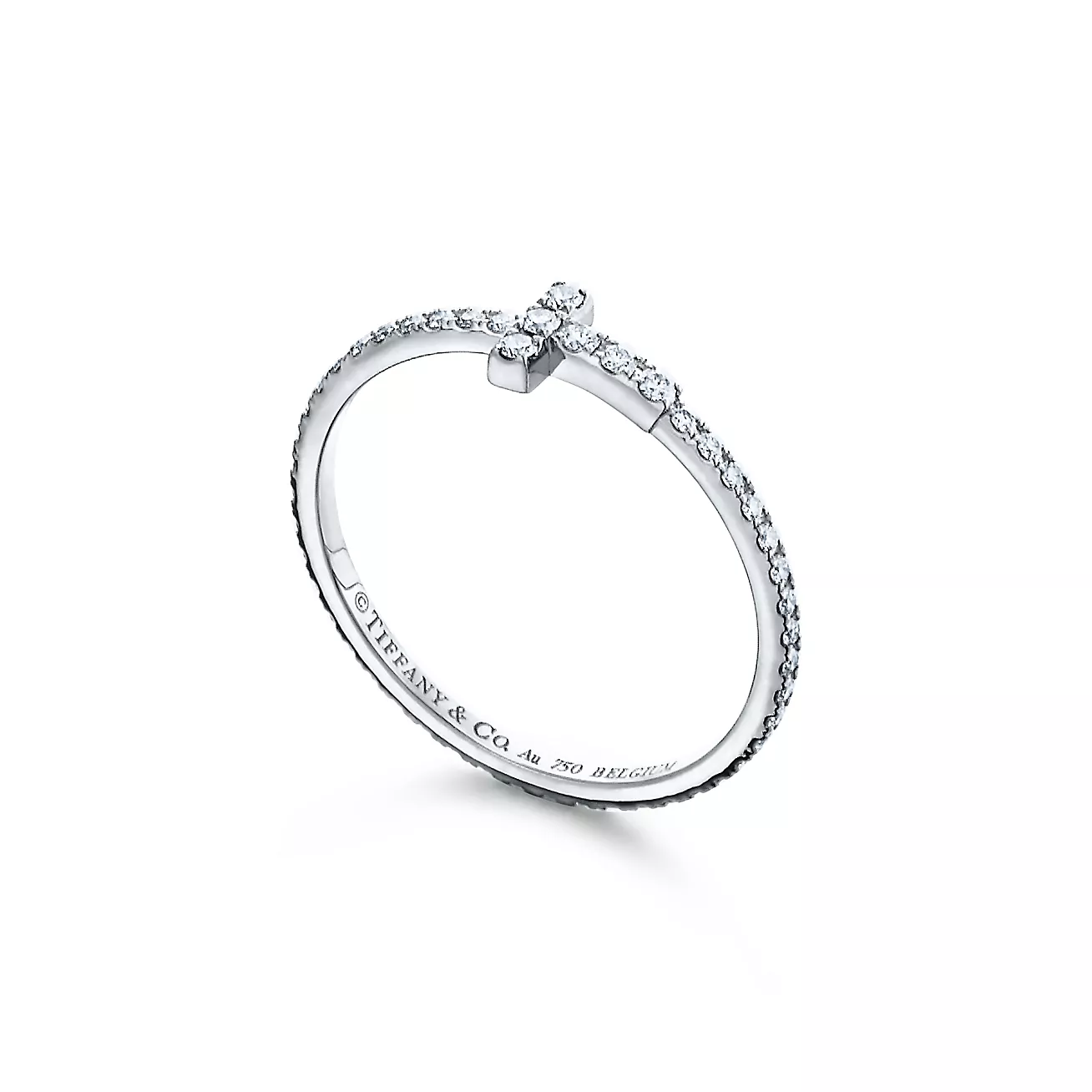 T Diamond Wire Band Ring in 18k White Gold