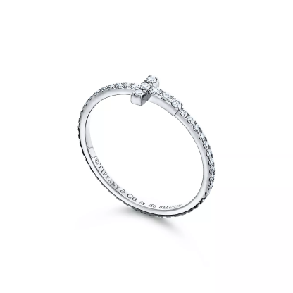 T Diamond Wire Band Ring in 18k White Gold