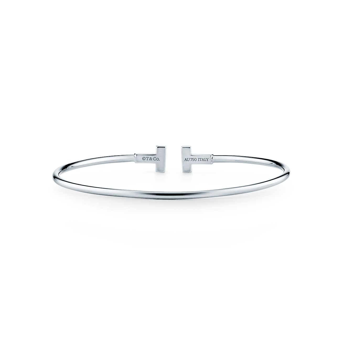 T Narrow Wire Bracelet in 18k White Gold