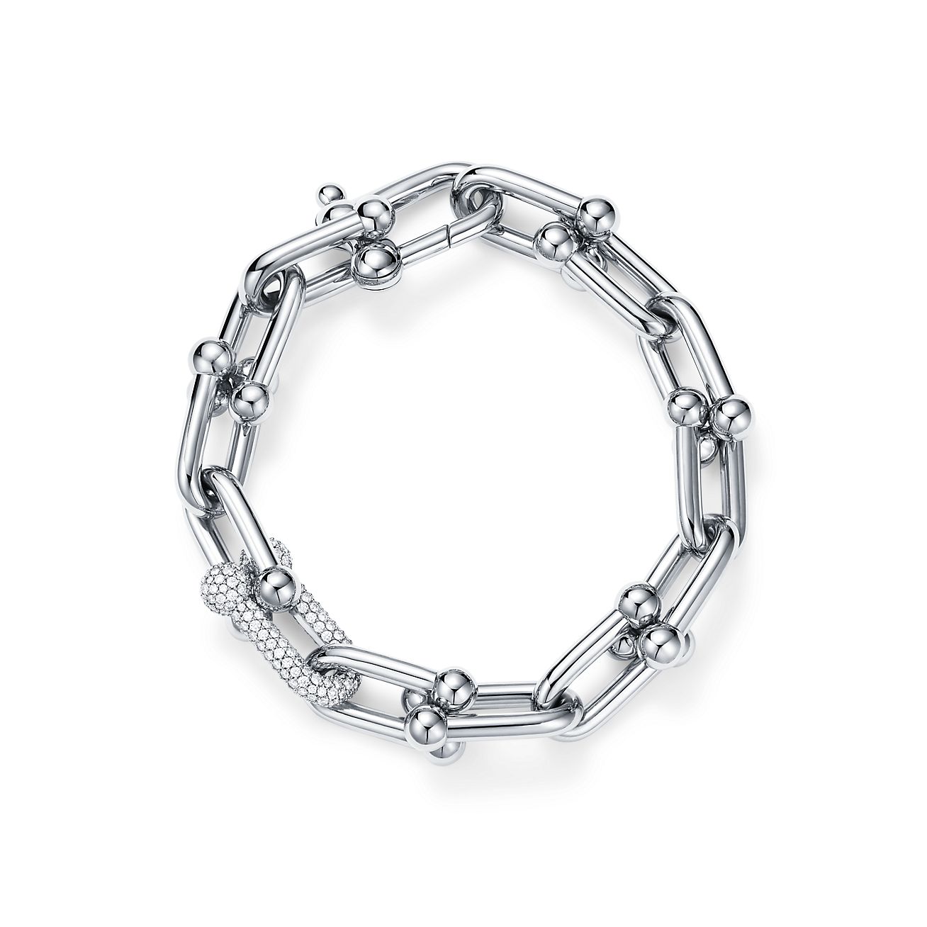 HardWear Large Link Bracelet in White Gold with Diamonds