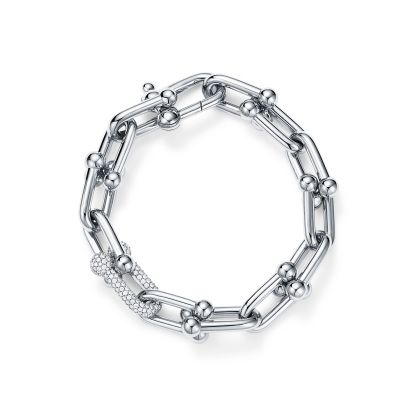 HardWear Large Link Bracelet in White Gold with Diamonds