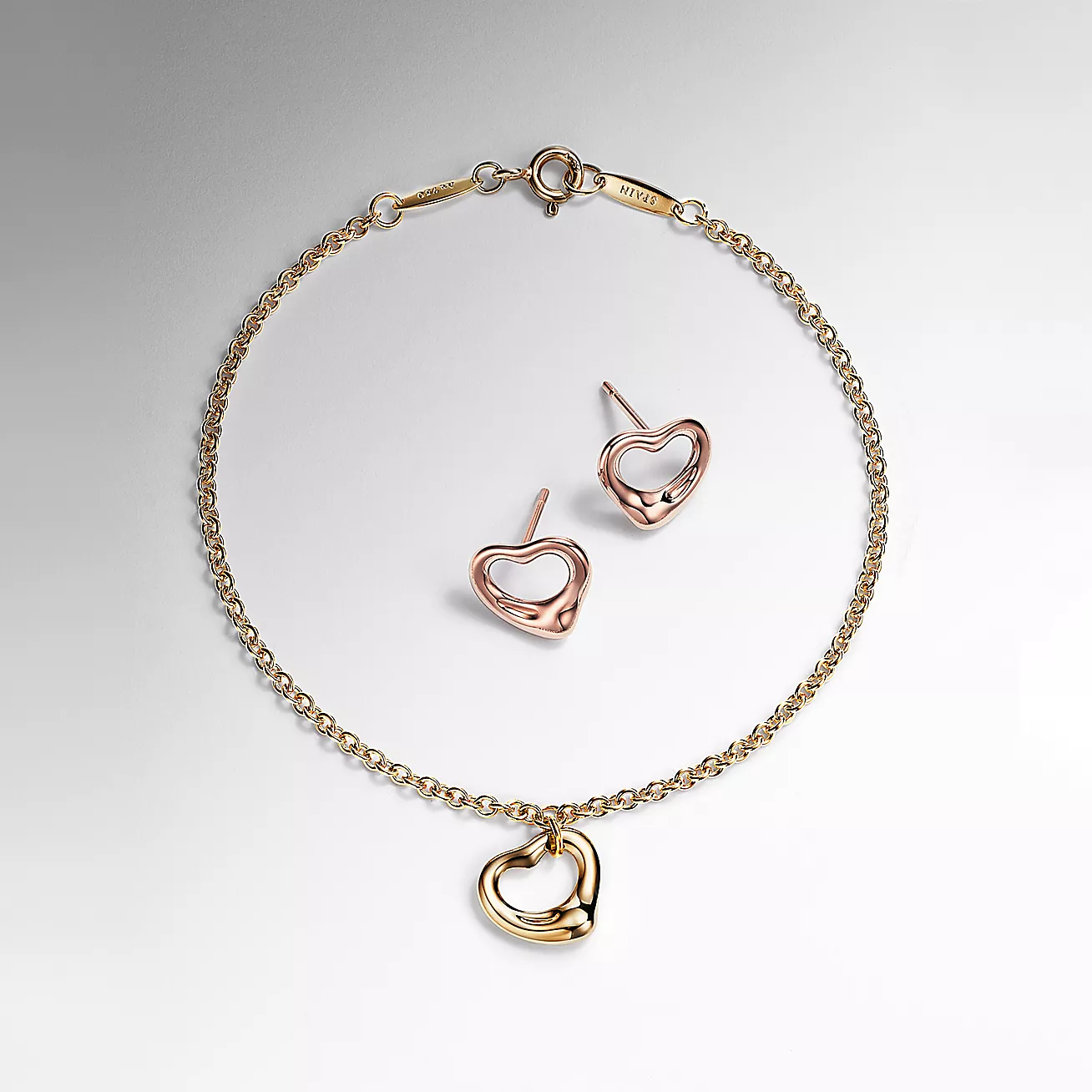 Elsa Peretti庐 Open Heart Stud Earrings in Rose Gold, 11 mm