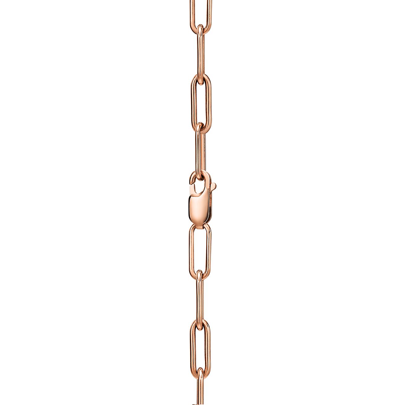 Lock Pendant in Rose and White Gold with Diamonds, Extra Large