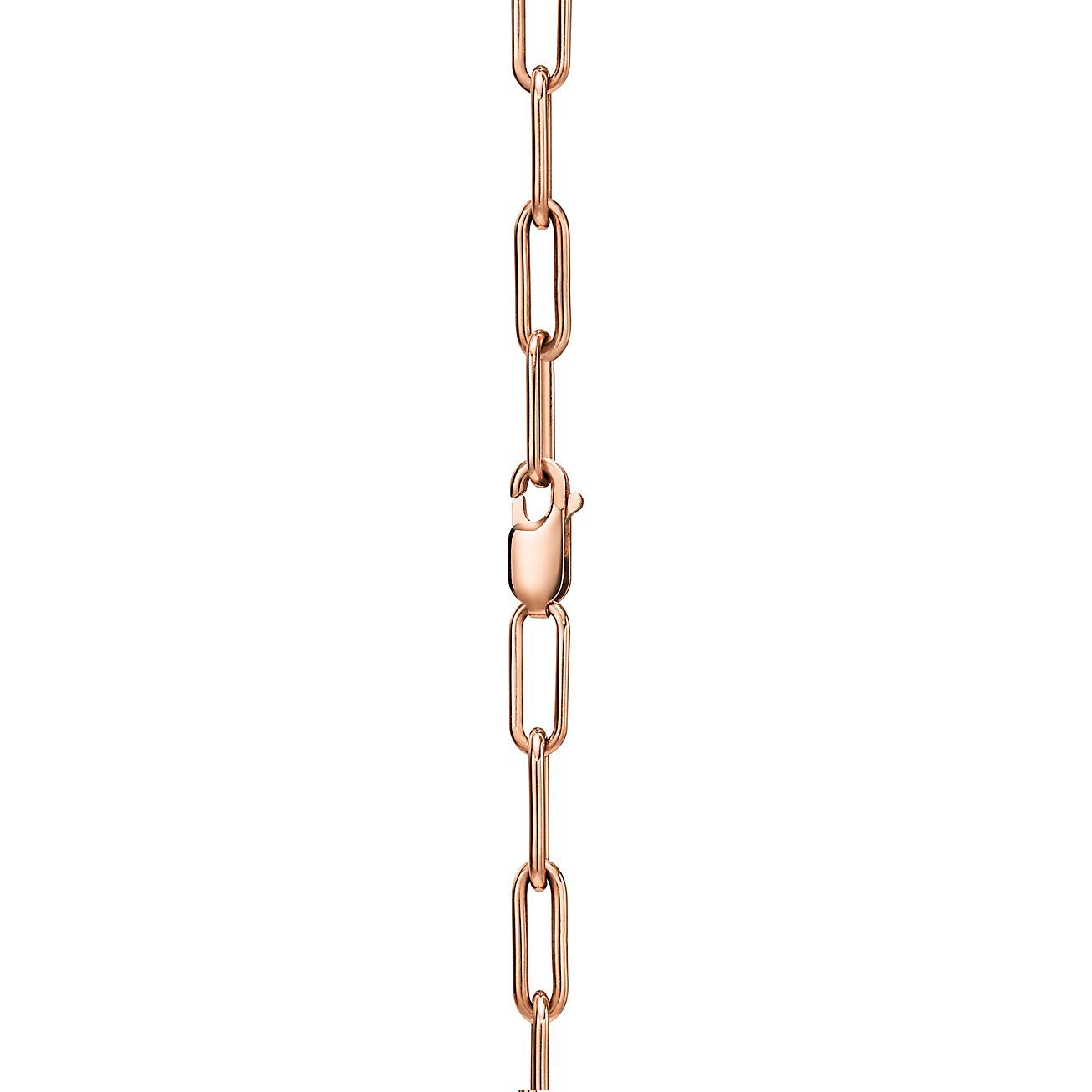 Lock Pendant in Rose and White Gold with Diamonds, Extra Large