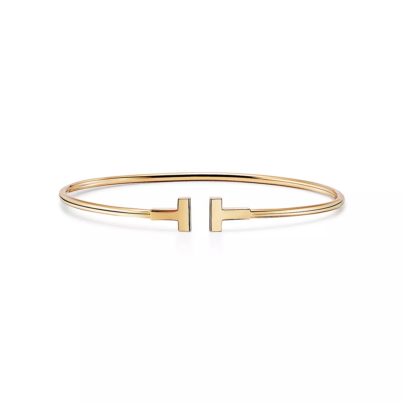 T Narrow Wire Bracelet in 18k Gold