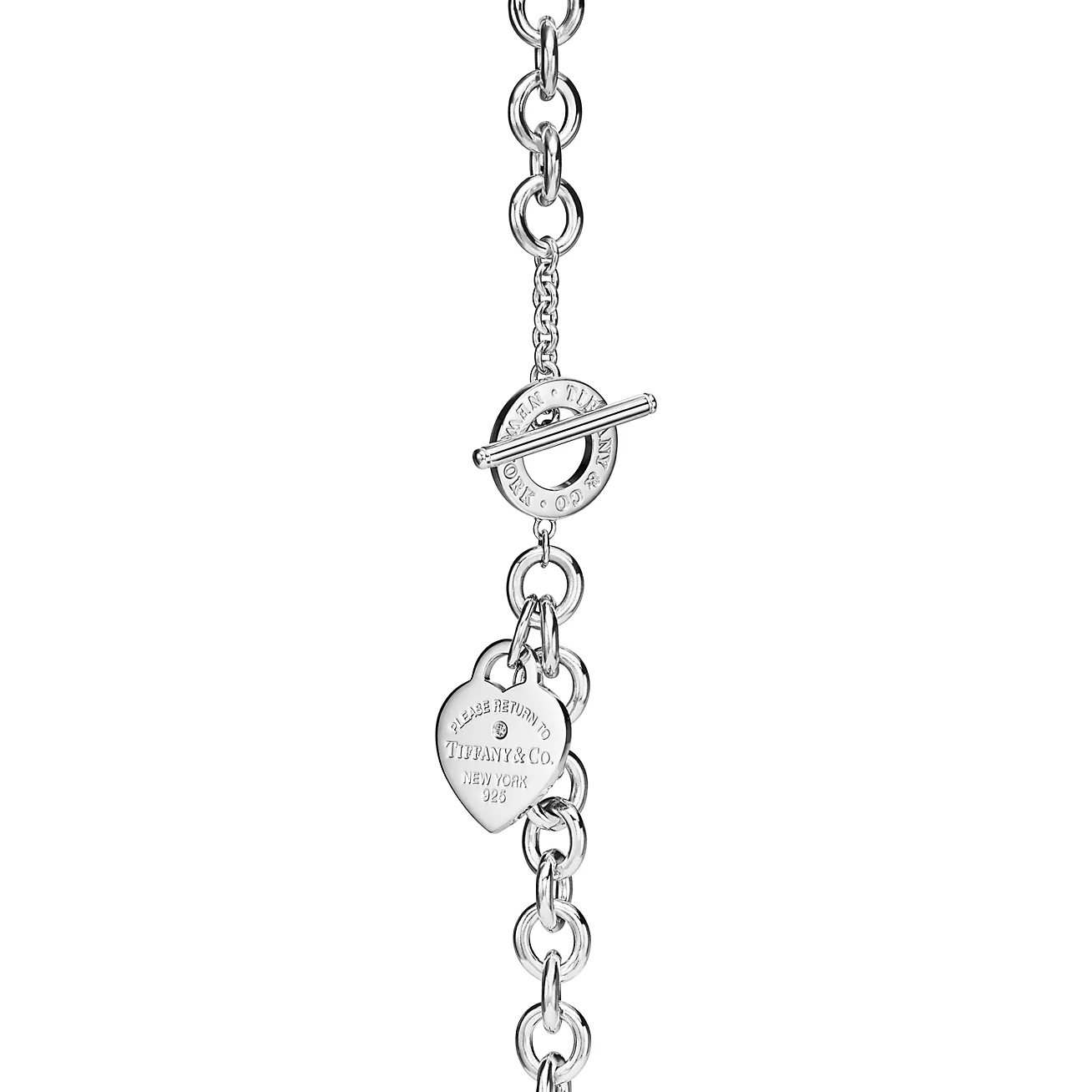 Return to 庐 Heart Tag Bracelet in Silver with a Diamond, Medium