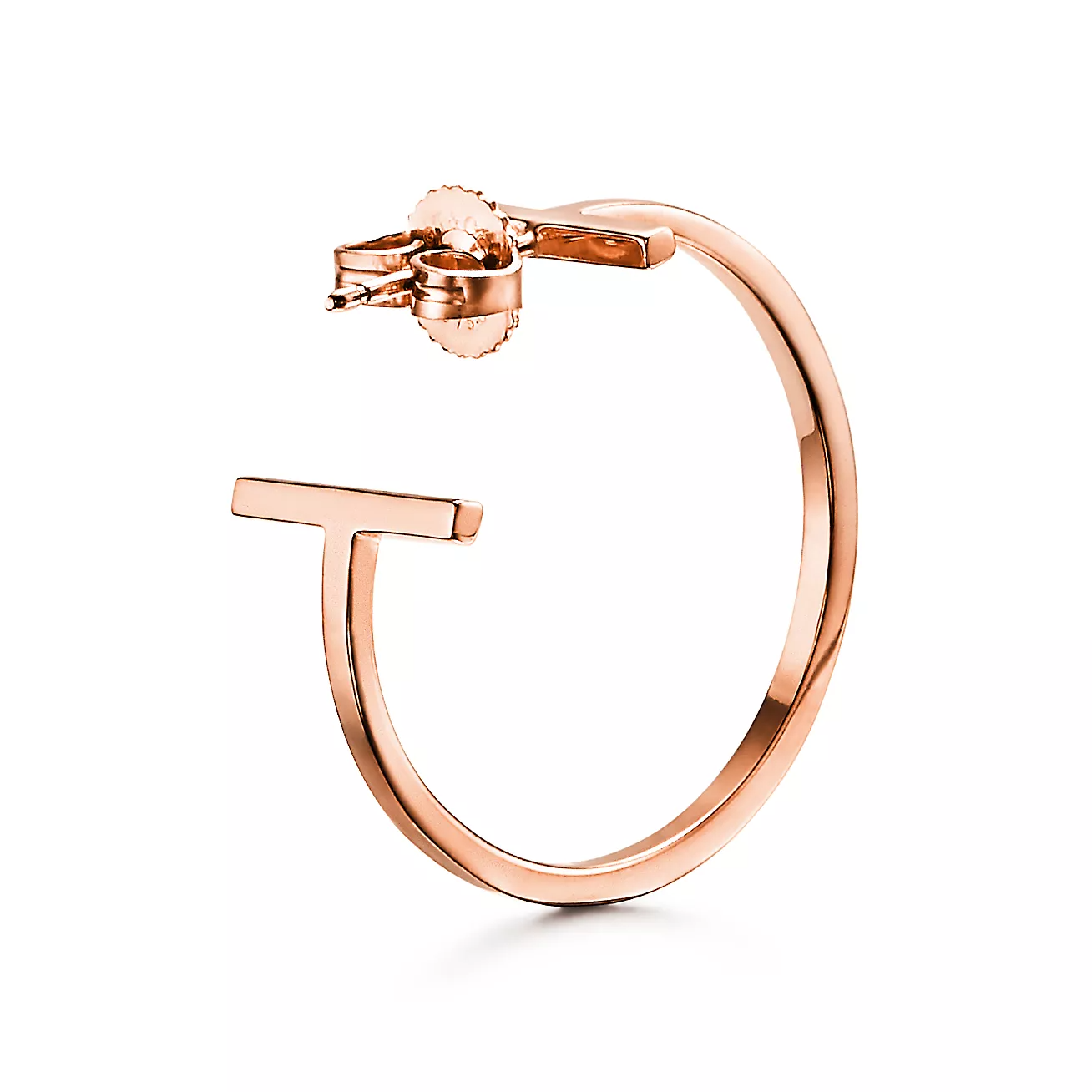 T Hoop Earrings in 18k Rose Gold