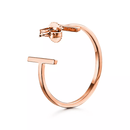 T Hoop Earrings in 18k Rose Gold