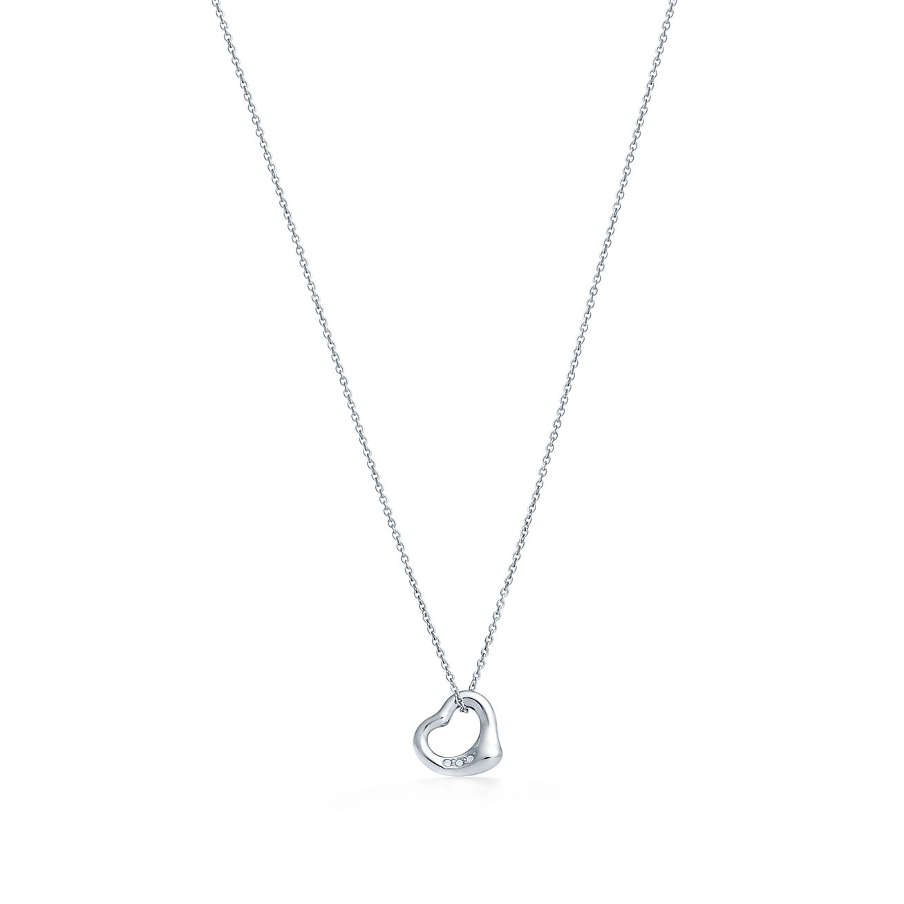 Elsa Peretti庐 Open Heart Pendant in Platinum with Diamonds