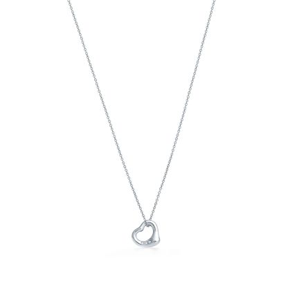 Elsa Peretti庐 Open Heart Pendant in Platinum with Diamonds
