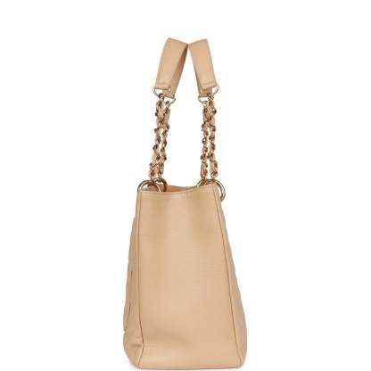 Grand Shopping Tote (GST) Beige Caviar Gold Hardware