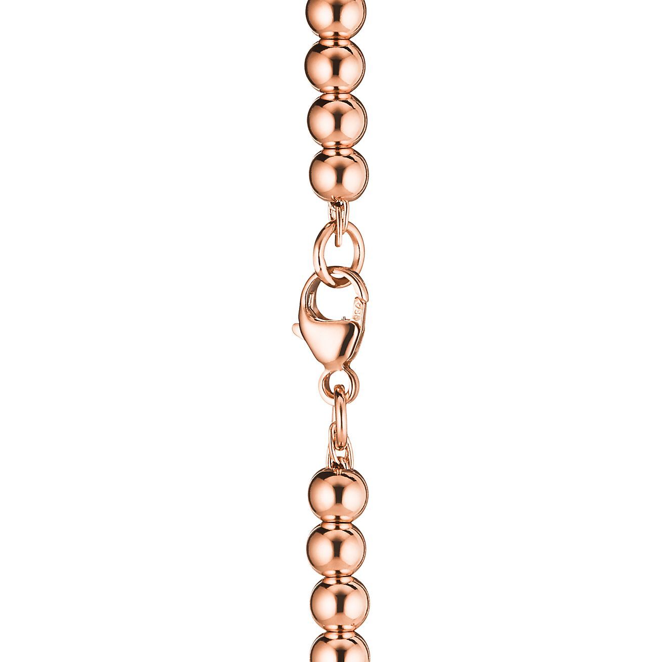 Return to 庐 Heart Tag Bead Bracelet in Rose Gold, 4 mm